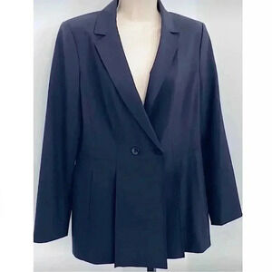 Worth Wool Double Breasted Pleated Hem Blazer Suit Jacket Professional Career